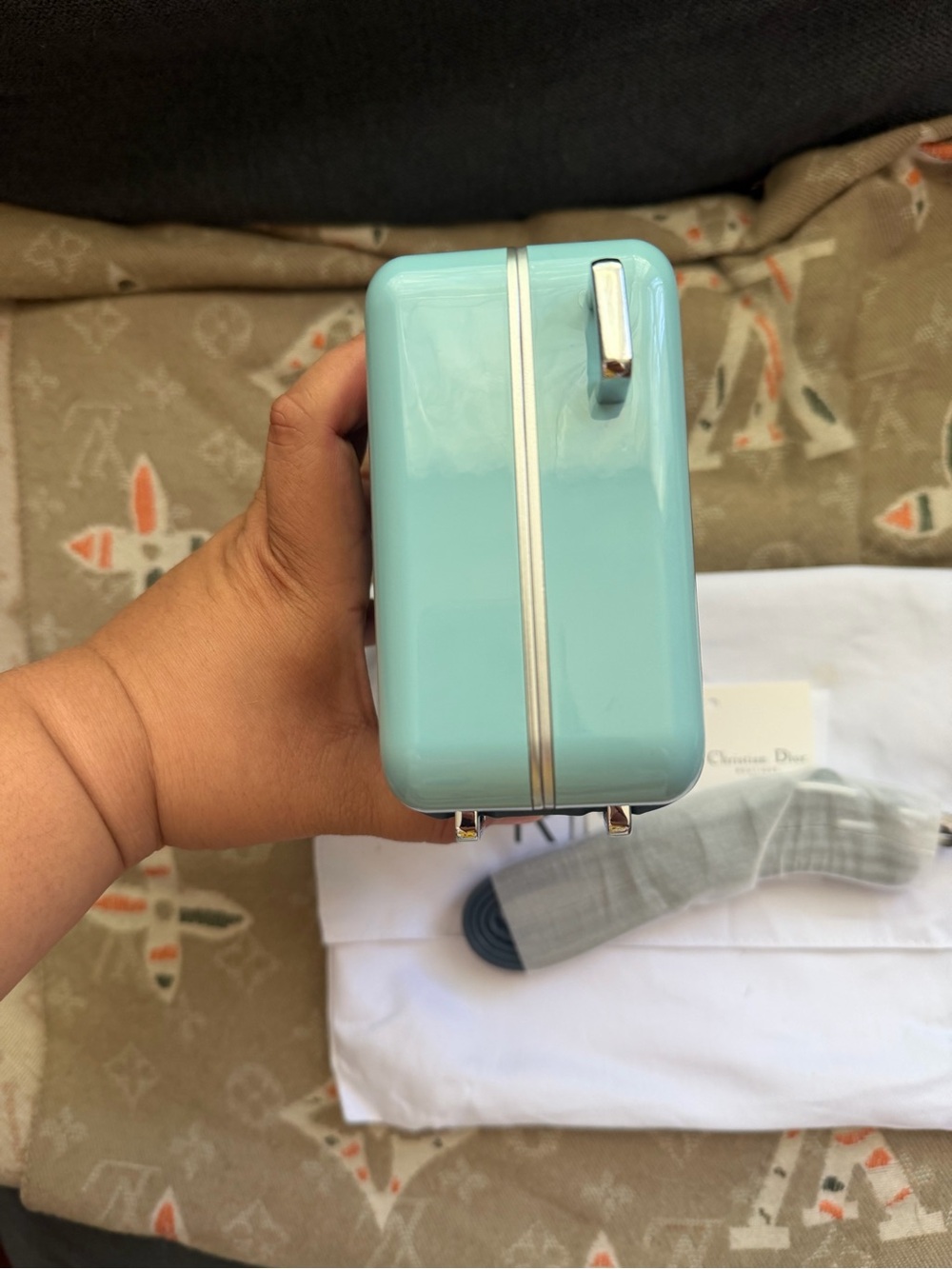 Mint Blue Mini Luggage-Inspired Crossbody Bag - Picture 3 of 7